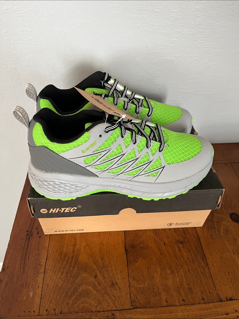 Hi-Tec Men’s Lime Green and Gray Athletic Trail Shoes